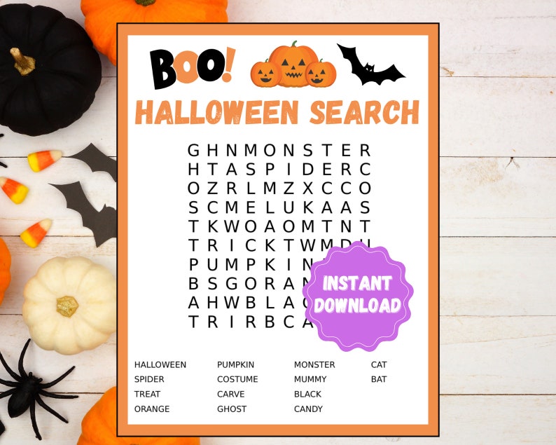 Halloween Word Search Halloween Party Games Printable Halloween Word