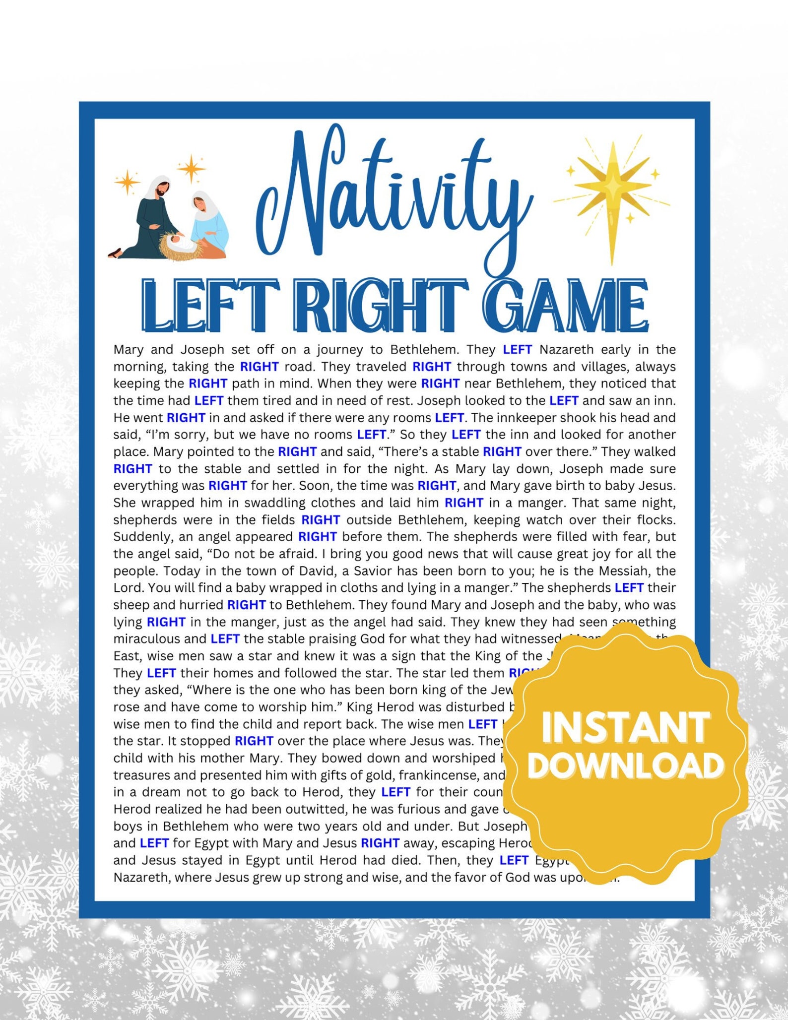 Left Right Nativity Story Left Right Christmas Game Left Right Nativity ...