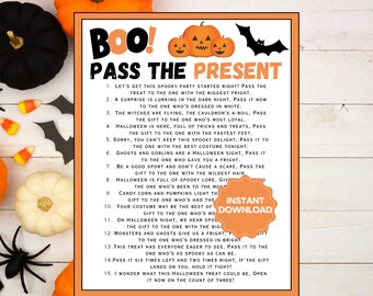Halloween Pass the Present | Halloween Party Games | Pass the Prize Halloween Game | Printable Halloween Games | Left Right Halloween Game