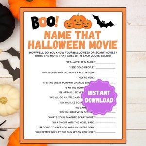 Halloween Movie Game | Halloween Party Games | Name That Movie | Printable Halloween Games | Halloween Adult Game | Halloween Trivia Game