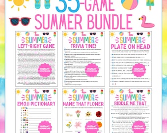 Summer Game Bundle | 35 Summer Party Games | Printable Summer Games | Adult & Kids Summer Games | Office Summer Games | Summer Family Games