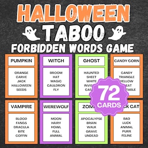 Halloween Taboo Game | Forbidden Words Halloween Game | Halloween 5-Second Game | Halloween Party Games | Printable Taboo | Halloween Games