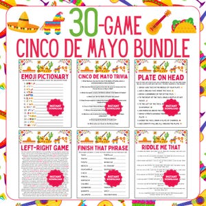 Cinco De Mayo Game Bundle | 30 Cinco De Mayo Party Games | Printable Cinco De May Games | Mexican Holiday Games | Office Cinco De Mayo Games