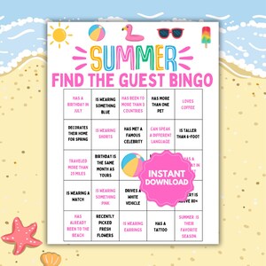 夏のゲスト探しビンゴ | 夏のビンゴゲーム | 夏のゲーム | 家族向け夏のゲーム | 印刷可能なビンゴゲーム | 楽しい夏のゲーム