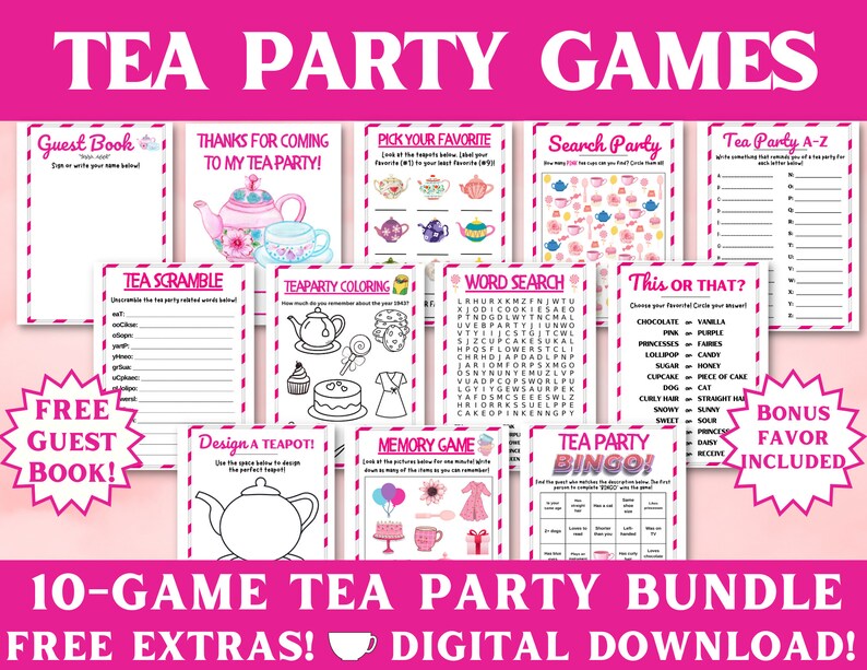 Tea Party Games Tea Party Printables Tea Party Downloads - Etsy