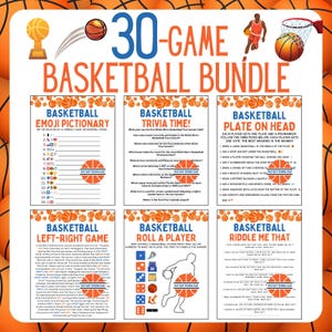 Basketball Game Bundle | 30 Basketball Party Games | Basketball Games | Adult & Kids Basketball Games | College Basketball Games