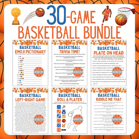 Basketball Game Bundle | 30 Basketball Party Games | Basketball Games | Adult & Kids Basketball Games | College Basketball Games