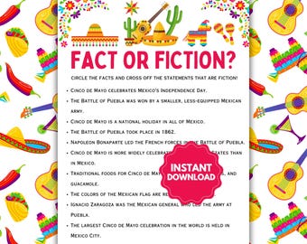 Réalité ou fiction à Cinco De Mayo ? | Jeux de société à Cinco De Mayo | Jeux amusants de Cinco De Mayo | Jeux des Fêtes mexicains | Anecdotes sur Cinco de Mayo