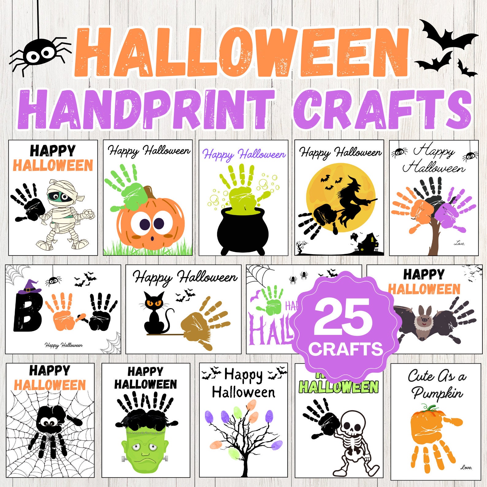 Halloween Handprint Bundle 25 Halloween-Themed Crafts Halloween…