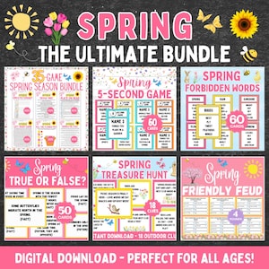 PACCHETTO Ultimate Spring Games / Giochi di società primaverili stampabili / Giochi di primavera / Faida amichevole di primavera / Gioco di primavera per famiglie / Giochi di ufficio di primavera