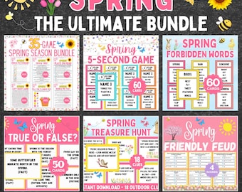 Ultimate Spring Games BUNDLE | Printable Spring Party Games | Spring Games | Spring Friendly Feud | Family Spring Game | Spring Office Games