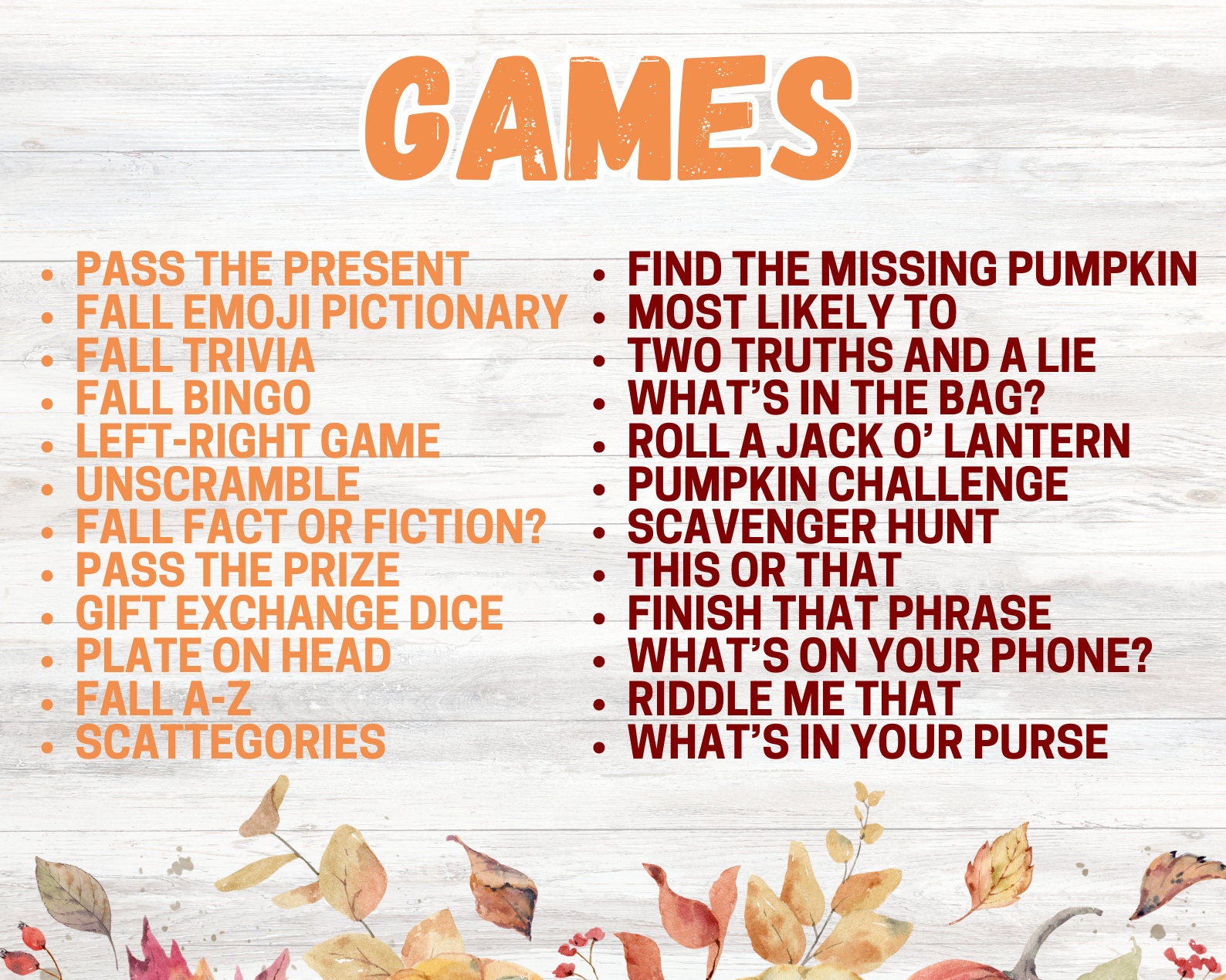 25 Fall Party Games | Printable Fall-themed Games | Autumn Games ...