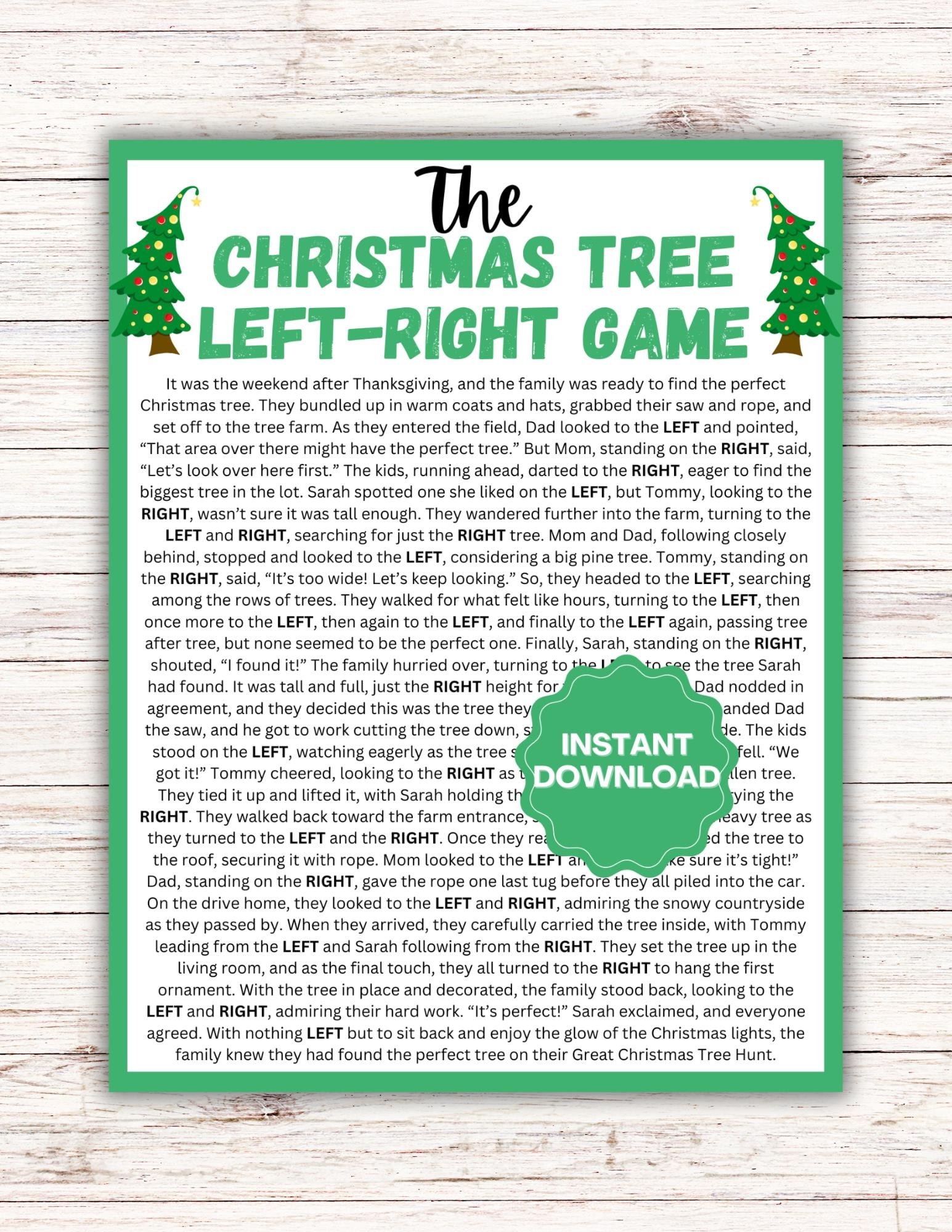 Left Right Christmas Game Christmas Tree Game Left Right Christmas