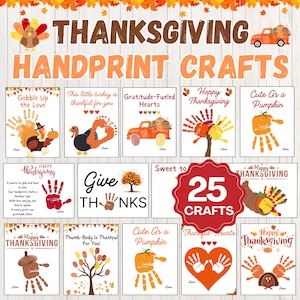 Thanksgiving Handprint Craft Bundle | 25 Thanksgiving Crafts | Fall Craft Activities | Thanksgiving Fingerprint Craft | Fall Art Crafts