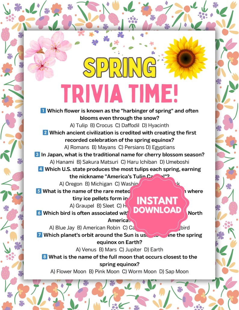 Spring Trivia Game | Spring Trivia Questions | Spring Party Games | Fun ...