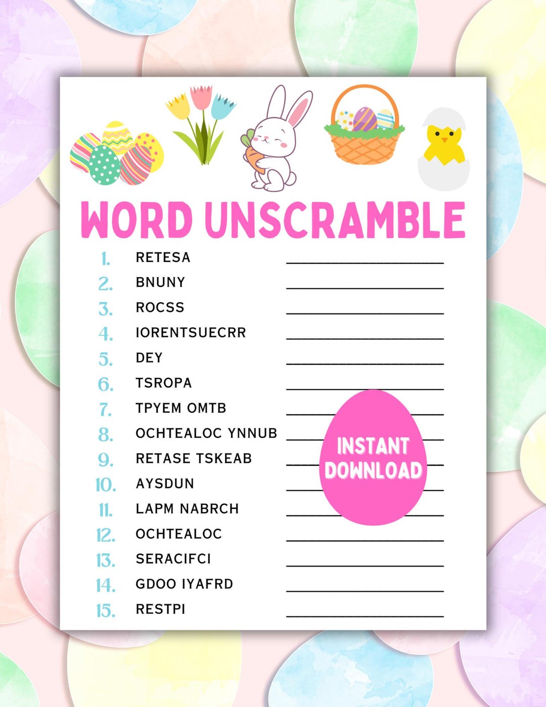 Easter Word Unscramble | Fun Easter Games | Easter Word Scramble Game ...