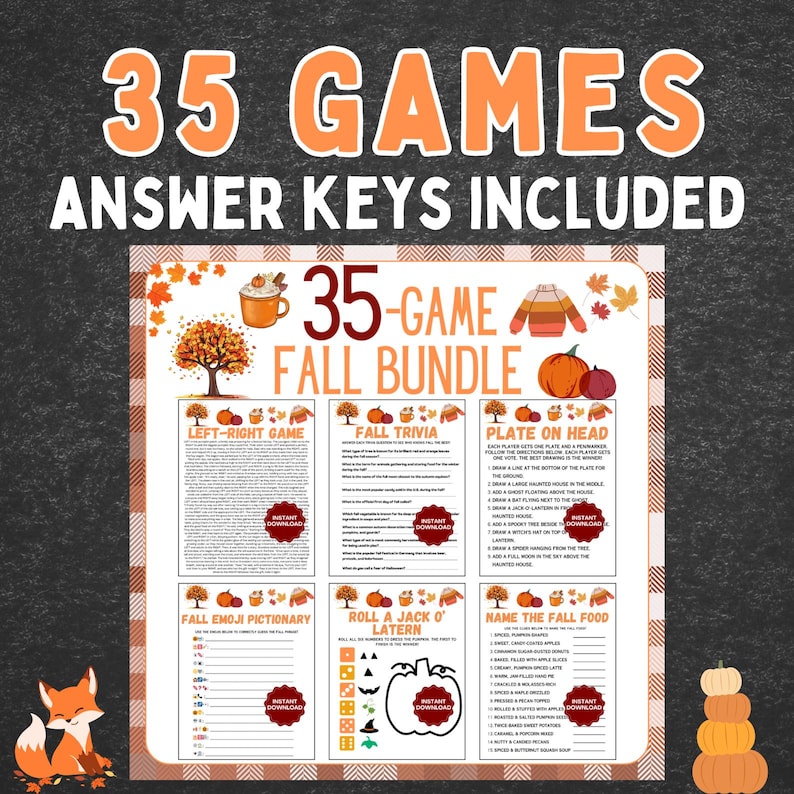 Ultimate Fall Games BUNDLE | Printable Fall Party Games | Fall Autumn ...