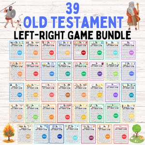 Paquete de Biblia del Antiguo Testamento de izquierda a derecha l 39 juegos de la Biblia del Antiguo Testamento l Juego de escuela dominical de izquierda a derecha l Juegos para grupos de jóvenes l Juegos de estudio bíblico