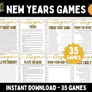Die Spiele des neuen Jahres | 35 Nahe des Jahres Spiele | Silvester Party Spiel Bundle | Druckbare Neujahr Spiele | Neujahrsspiele für Erwachsene und Kinder