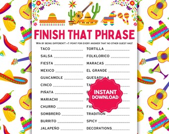 Cinco De Mayo Avsluta den frasen | Cinco De Mayo Spel | Roliga Cinco De Mayo-spel | Mexikanska semesterspel | Office Cinco De Mayo-spel