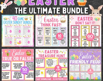 PACCHETTO Ultimate Easter Games / Giochi stampabili per feste di Pasqua / Giochi divertenti di Pasqua / Faida amichevole di Pasqua / Giochi per la domenica di Pasqua in famiglia