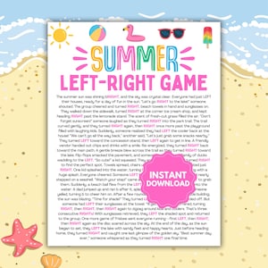 Left Right Summer Game | Summer Left-Right | Left Right Summer Printable | Summer Pass the Present | Pass the Prize | Fun Summer Game