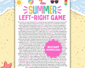 Beach Left Right Game | Summer Left-Right | Left Right Summer Printable | Summer Pass the Present | Pass the Prize | Beach Trip Summer Game