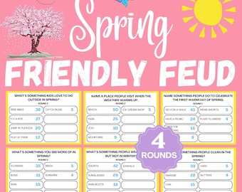 Spring Friendly Feud | Spring Party Games | Spring Friendly Feud | Spring Printable Games | Spring Printable Games | Family Spring Games
