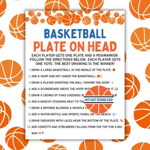 Basketball Plate on Head l Funny Basketball Games l Printable Basketball Games l Plate on Head Game l March Basketball Games l Sports Games
