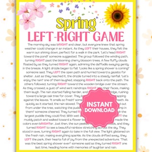 Feder Links-Rechts-Spiel | Links-Rechts-Spiel | Links Rechts Frühling Printable | Spring Pass the Present | Pass den Preis | Spaß Frühlings-Party-Spiele