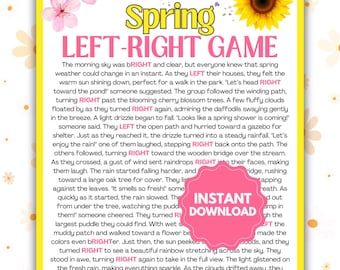 Spring Left-Right Game | Left-Right Game | Left Right Spring Printable | Spring Pass the Present | Pass the Prize | Fun Spring Party Games