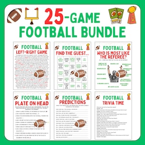 Football Game Bundle | 25 Football Party Games | Printable Football Games | Adult & Kids Football Games | Office Football Games