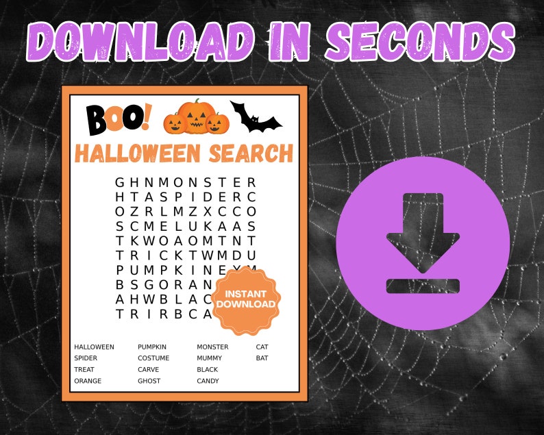 Halloween Word Search Halloween Party Games Printable Halloween Word