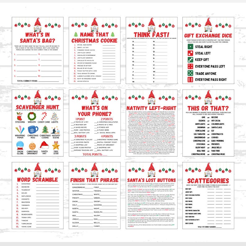 50 Christmas Party Games | Christmas Dinner Games | Printable Christmas ...