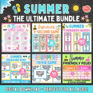 Ultimative Sommerspiele BUNDLE | Druckbare Sommer Party Spiele | Sommerspiele | Sommerfreundliche Fehde | Familiensommerspiel | Sommerliche Bürospiele