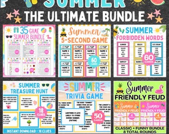 PAQUETE DE JUEGOS DE VERANO DEFINITIVOS / Juegos imprimibles para fiestas de verano / Juegos de verano / Juegos de verano para familias / Juegos de oficina de verano