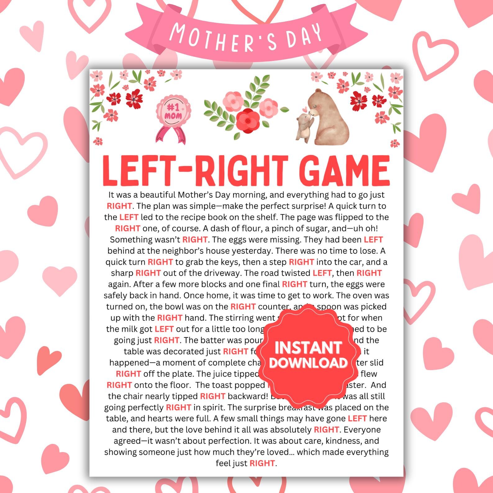 Mother's Day Left-right Game | Fun Mother's Day Games | Left-right ...