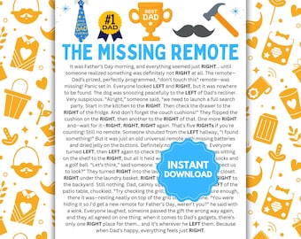 Father's Day Left-Right Game | Fun Father's Day Games | Left-Right Father's Day Printable| Family Father's Day Games | The Missing Remote