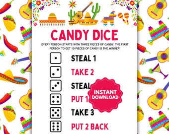 Cinco De Mayo Candy Dice | Cinco De Mayo Spel | Cinco De Mayo Tärningsspel | Mexikanska semesterspel | Roliga Cinco De Mayo-spel