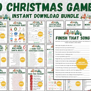 Christmas Games BUNDLE | 50 Christmas Party Games | Fun Christmas Game Bundle | Printable Christmas Games | Family Christmas Games