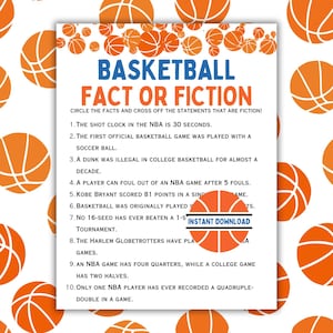 Basketball Trivia Game l Fun Basketball Games l Printable Basketball Games l Basketball Fact or Fiction l March Basketball Games