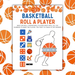 Roll a Basketball Player l Fun Basketball Game l Printable Basketball Game l Kids Basketball Games l March Basketball Game l Basketball Dice
