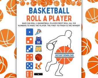 Crea un jugador de baloncesto | Juego de baloncesto divertido | Juego de baloncesto imprimible | Juegos de baloncesto para niños | Juego de baloncesto de marzo | Dados de baloncesto