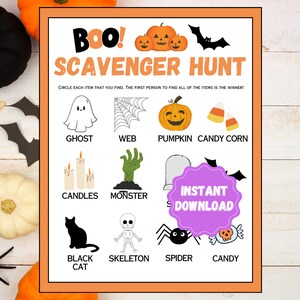 Halloween Scavenger Hunt | Halloween Party Games | Halloween Scavenger Game | Printable Halloween Games | Halloween Find the Item Game