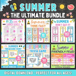 Ultimate Summer Games BUNDLE | Printable Summer Party Games | Summer Games | Summer Friendly Feud | Family Summer Game | Summer Office Games image 1