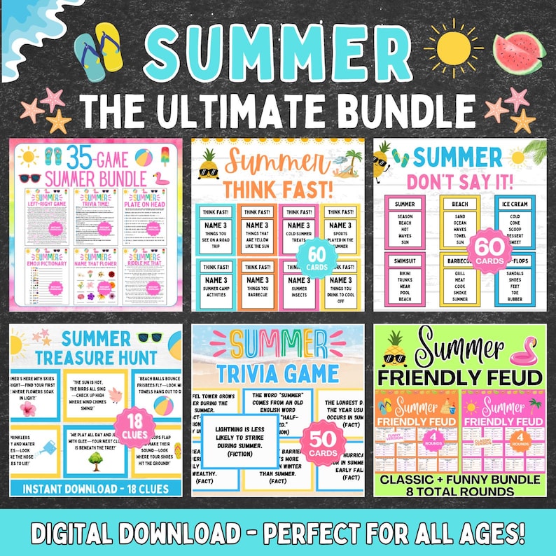 Ultimate Summer Games BUNDLE | Printable Summer Party Games | Summer Games | Summer Friendly Feud | Family Summer Game | Summer Office Games image 1