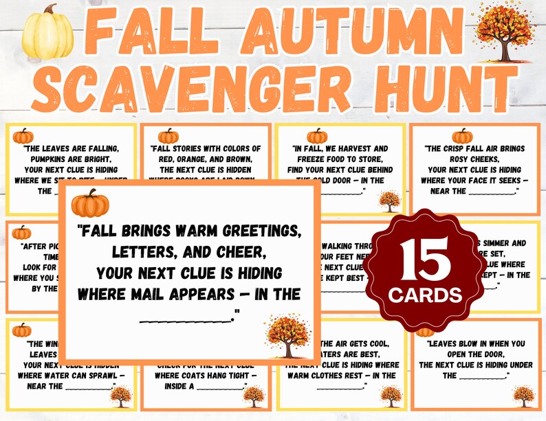 Fall Scavenger Hunt | Fall Party Games | Fall Printable Games | Autumn ...