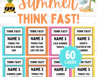Summer Think Fast Game | Summer Think Quick | Fun Summer Games | Printable Summer Games | Family Summer Games | Printable Summer Games