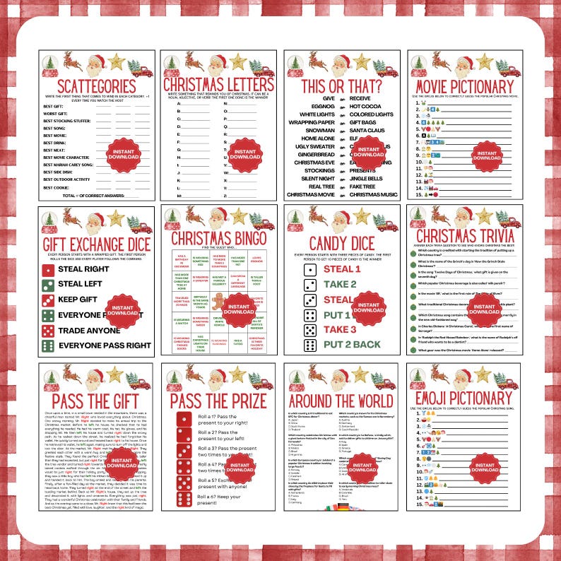 Christmas Game Bundle | 50 Christmas Party Games | Printable Christmas ...