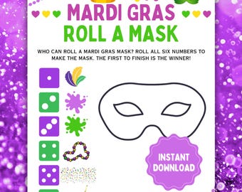 Mardi Gras Roll Game l Fun Mardi Gras Game l Printable Mardi Gras Game l Mardi Gra Dice Game l Mardi Gras Dice Roll l Mardi Gras Kids Game